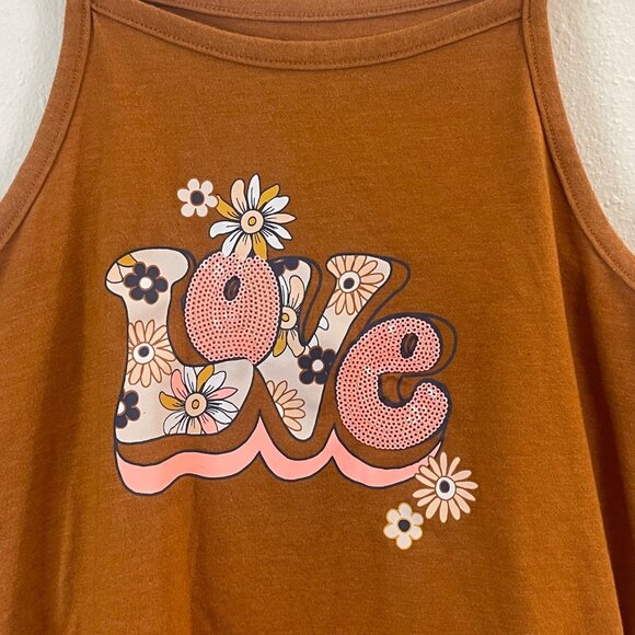 Wonder Nation Girls Love Graphic Rust Brown Tank Top  L 10-12 Plus - Picture 3 of 10